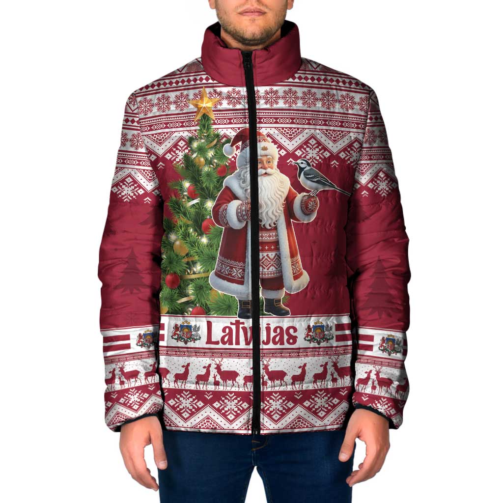 Latvia Christmas Padded Jacket Ziemassvetku Vecitis Christmas Pattern - Wonder Print Shop