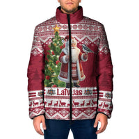 Latvia Christmas Padded Jacket Ziemassvetku Vecitis Christmas Pattern - Wonder Print Shop
