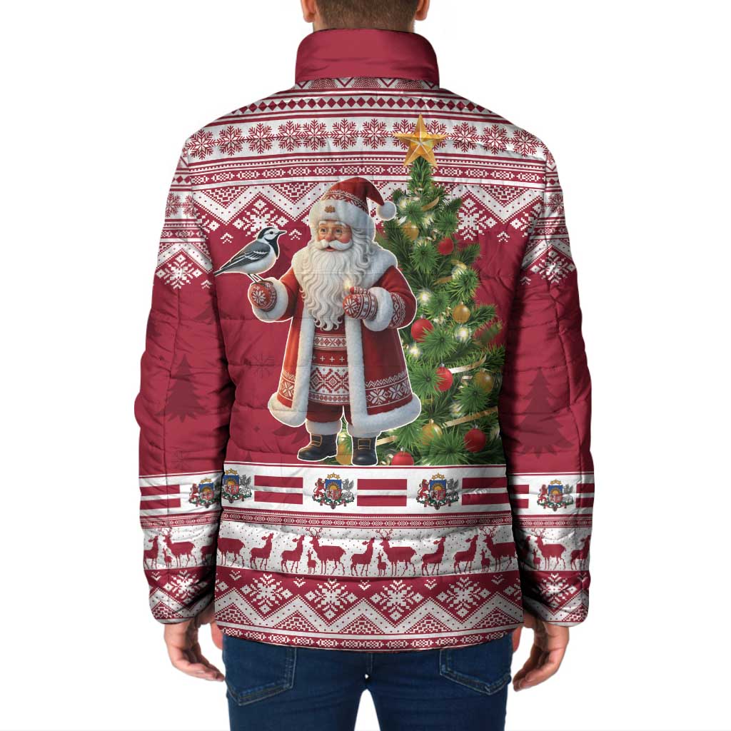 Latvia Christmas Padded Jacket Ziemassvetku Vecitis Christmas Pattern - Wonder Print Shop