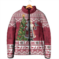Latvia Christmas Padded Jacket Ziemassvetku Vecitis Christmas Pattern - Wonder Print Shop