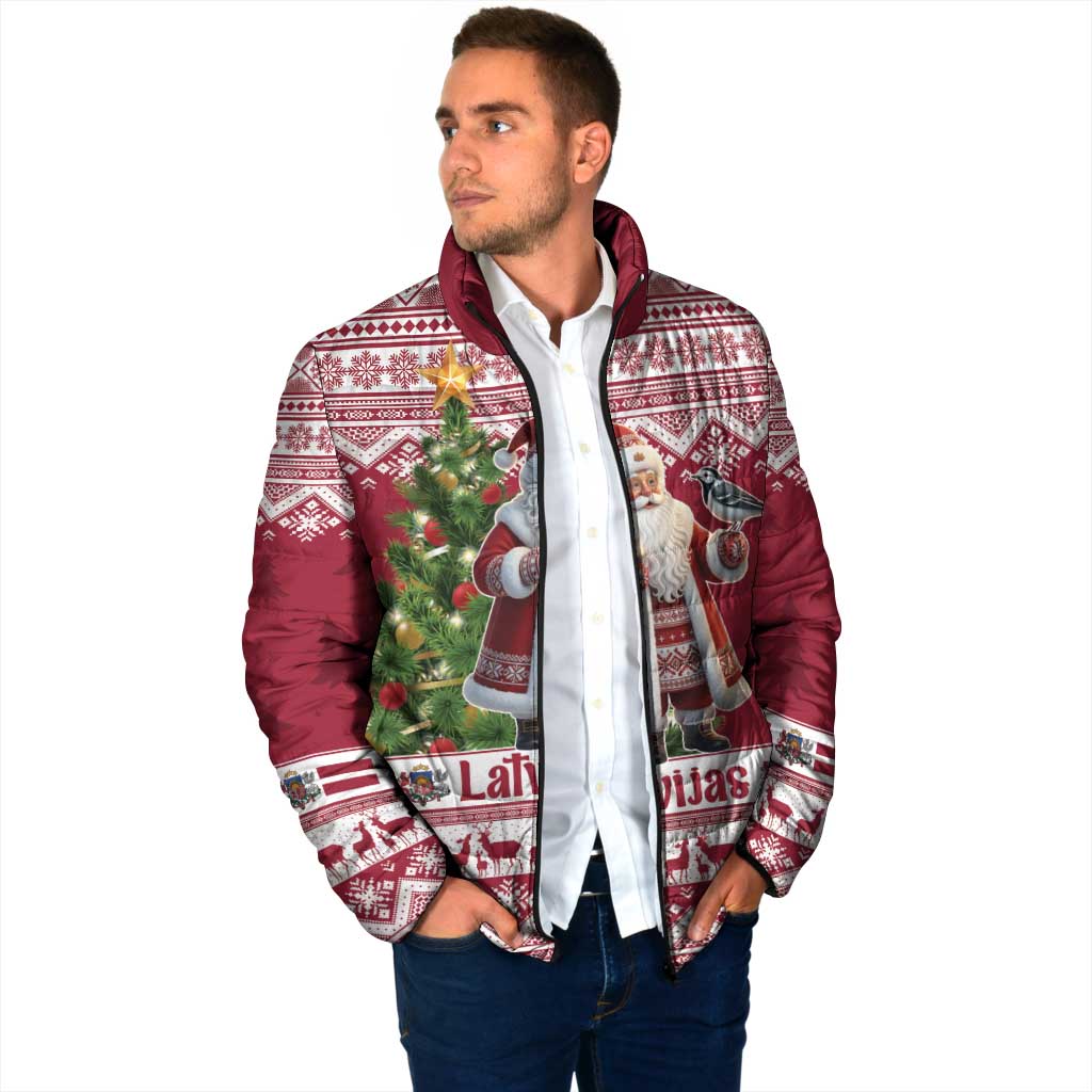 Latvia Christmas Padded Jacket Ziemassvetku Vecitis Christmas Pattern - Wonder Print Shop