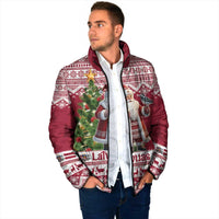Latvia Christmas Padded Jacket Ziemassvetku Vecitis Christmas Pattern - Wonder Print Shop