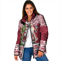 Latvia Christmas Padded Jacket Ziemassvetku Vecitis Christmas Pattern - Wonder Print Shop
