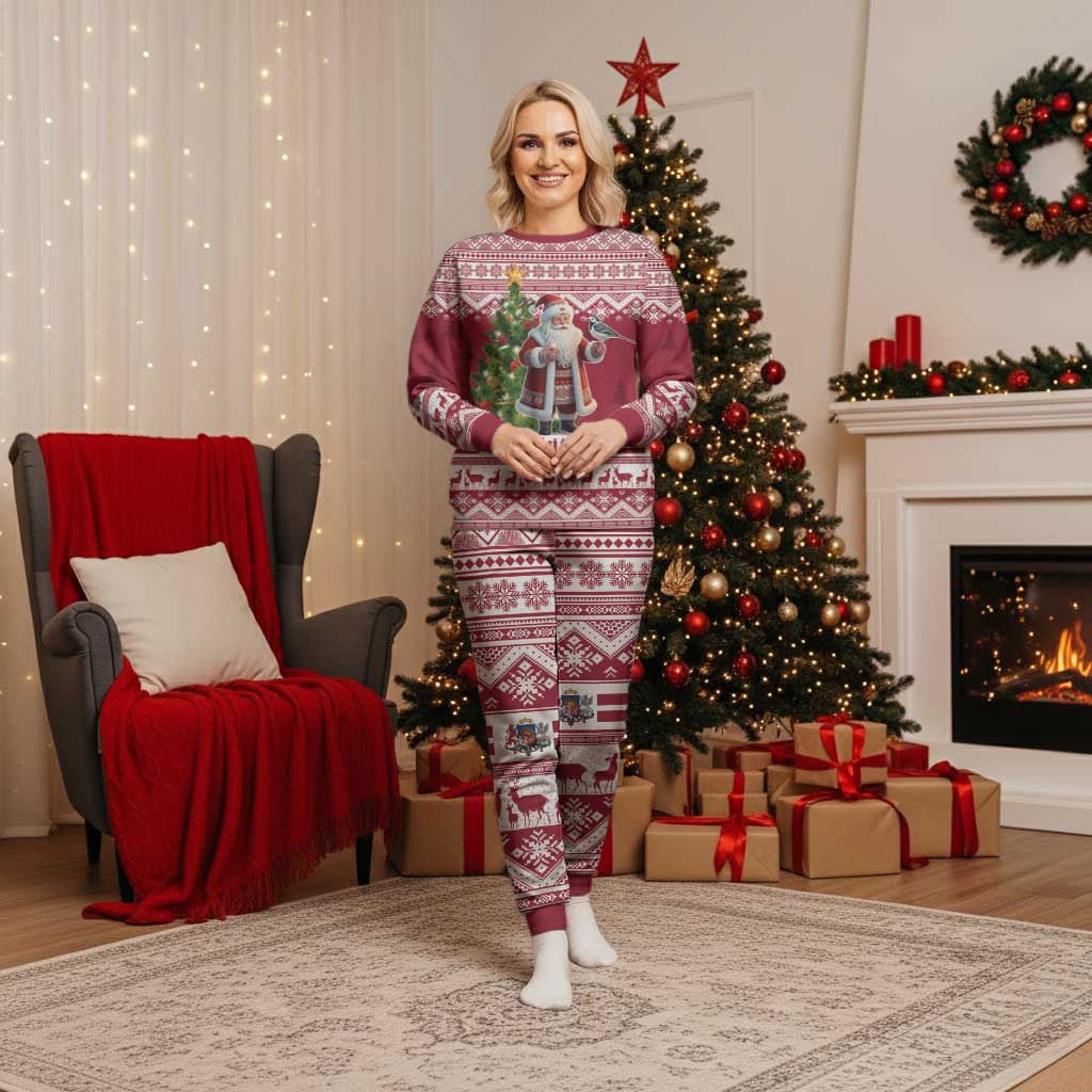 Latvia Christmas Pajama Set Ziemassvetku Vecitis Christmas Pattern - Wonder Print Shop