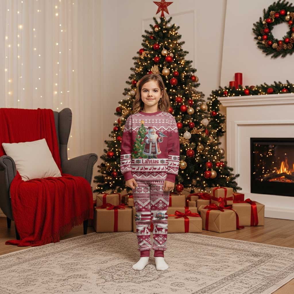 Latvia Christmas Pajama Set Ziemassvetku Vecitis Christmas Pattern - Wonder Print Shop