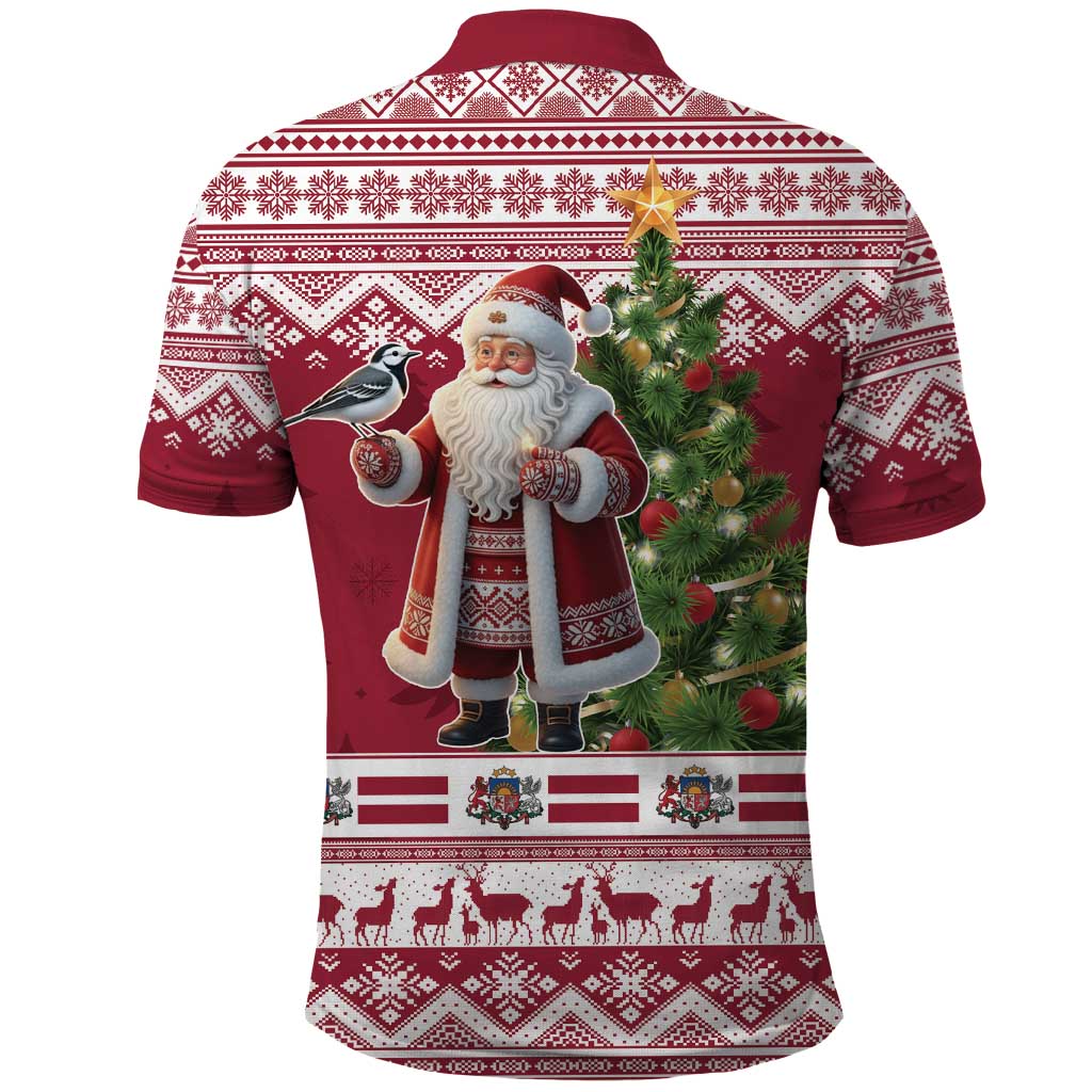 Latvia Christmas Polo Shirt Ziemassvetku Vecitis Christmas Pattern - Wonder Print Shop
