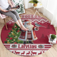 Latvia Christmas Round Carpet Ziemassvetku Vecitis Christmas Pattern - Wonder Print Shop