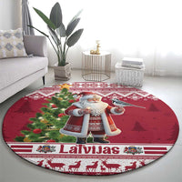 Latvia Christmas Round Carpet Ziemassvetku Vecitis Christmas Pattern - Wonder Print Shop