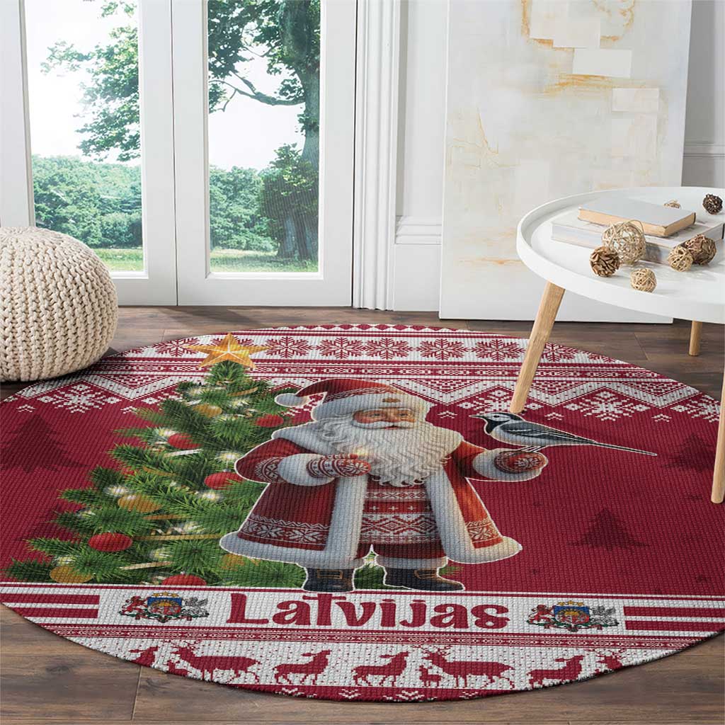 Latvia Christmas Round Carpet Ziemassvetku Vecitis Christmas Pattern - Wonder Print Shop
