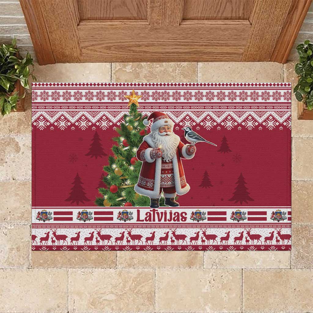 Latvia Christmas Rubber Doormat Ziemassvetku Vecitis Christmas Pattern - Wonder Print Shop