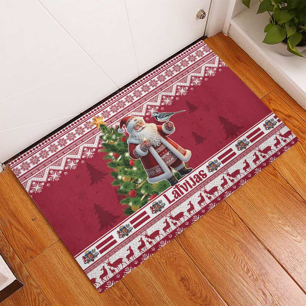 Latvia Christmas Rubber Doormat Ziemassvetku Vecitis Christmas Pattern - Wonder Print Shop