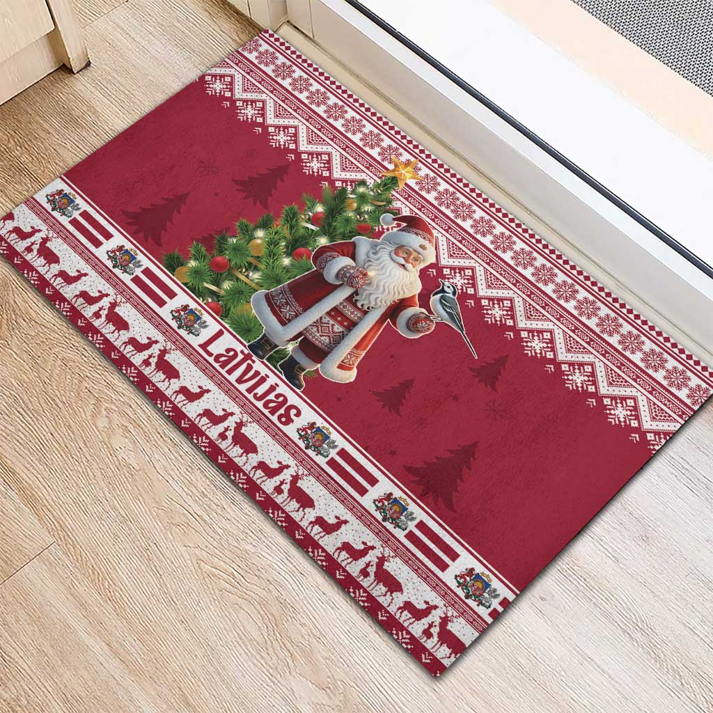 Latvia Christmas Rubber Doormat Ziemassvetku Vecitis Christmas Pattern - Wonder Print Shop