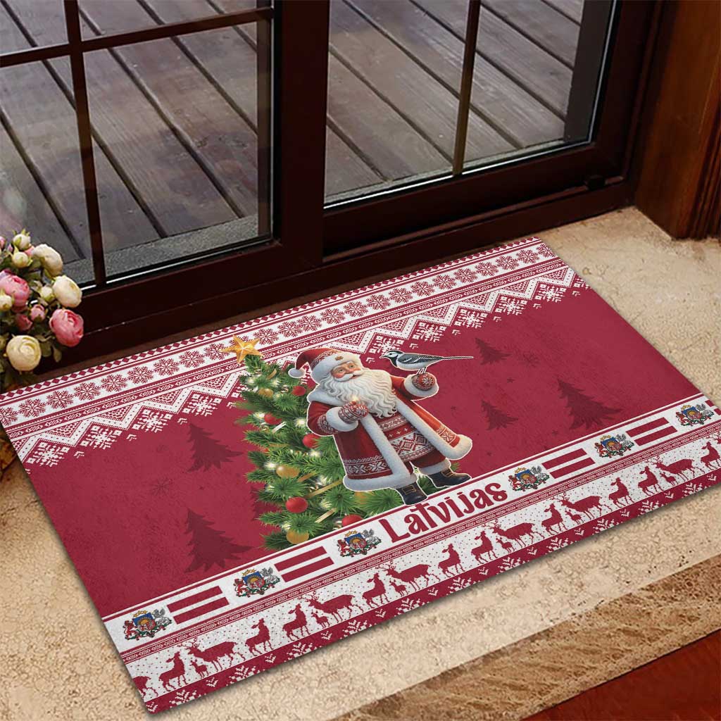 Latvia Christmas Rubber Doormat Ziemassvetku Vecitis Christmas Pattern - Wonder Print Shop