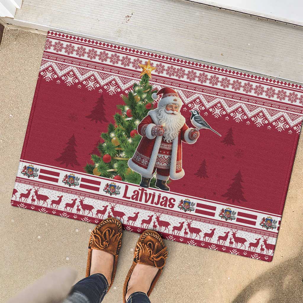 Latvia Christmas Rubber Doormat Ziemassvetku Vecitis Christmas Pattern - Wonder Print Shop