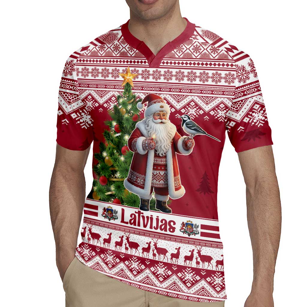 Latvia Christmas Rugby Jersey Ziemassvetku Vecitis Christmas Pattern - Wonder Print Shop