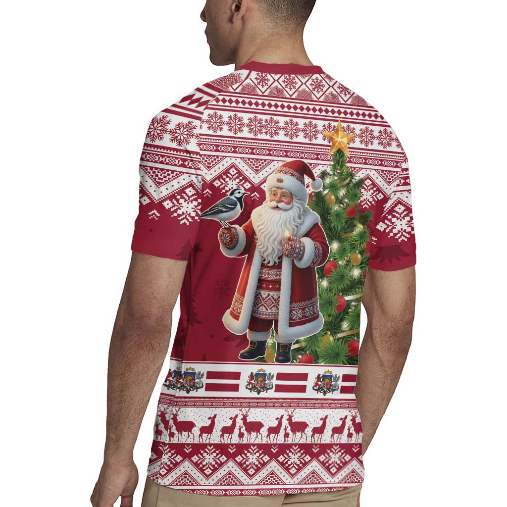 Latvia Christmas Rugby Jersey Ziemassvetku Vecitis Christmas Pattern - Wonder Print Shop