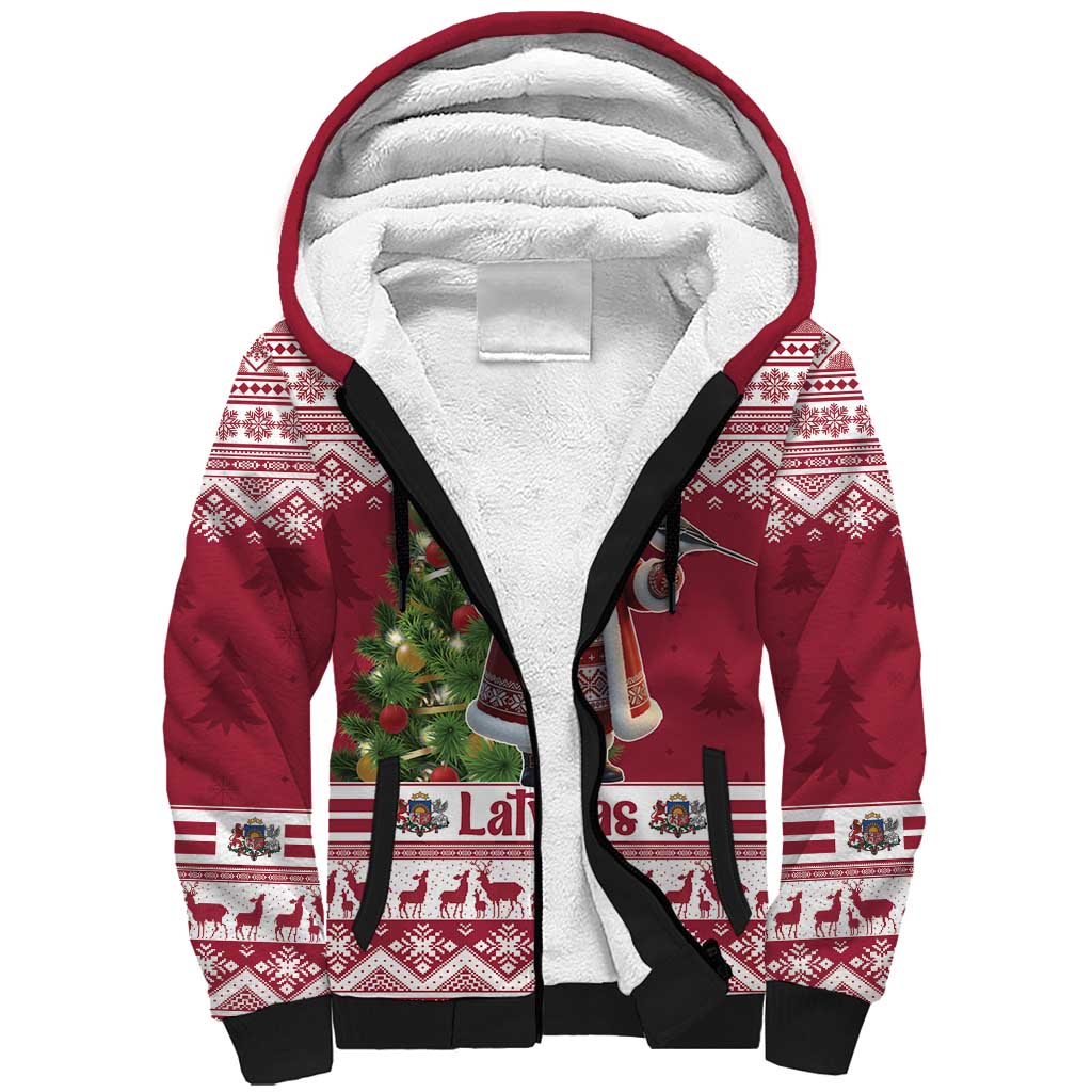 Latvia Christmas Sherpa Hoodie Ziemassvetku Vecitis Christmas Pattern - Wonder Print Shop