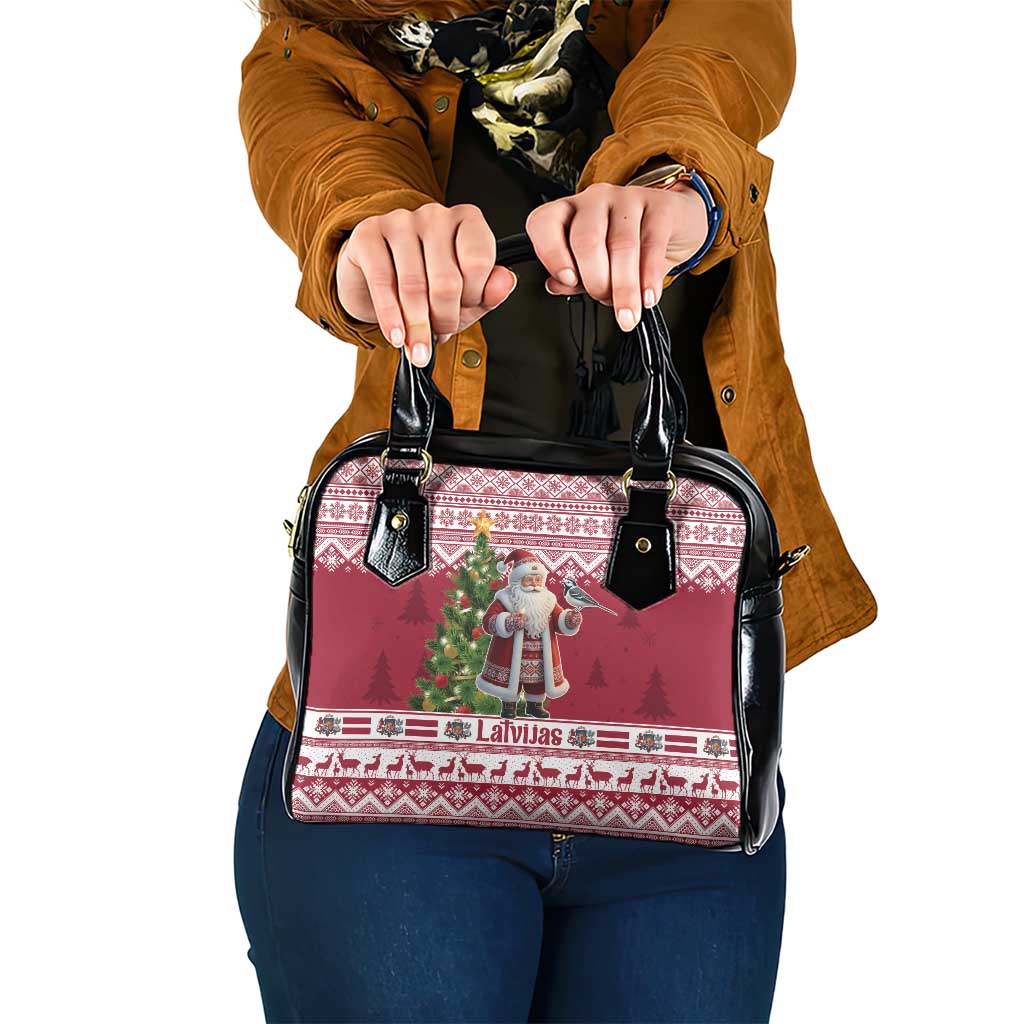 Latvia Christmas Shoulder Handbag Ziemassvetku Vecitis Christmas Pattern - Wonder Print Shop