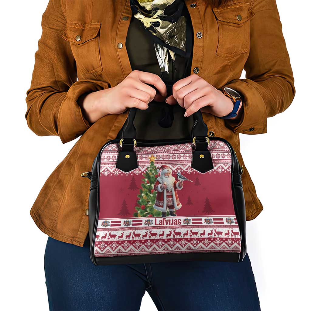 Latvia Christmas Shoulder Handbag Ziemassvetku Vecitis Christmas Pattern - Wonder Print Shop