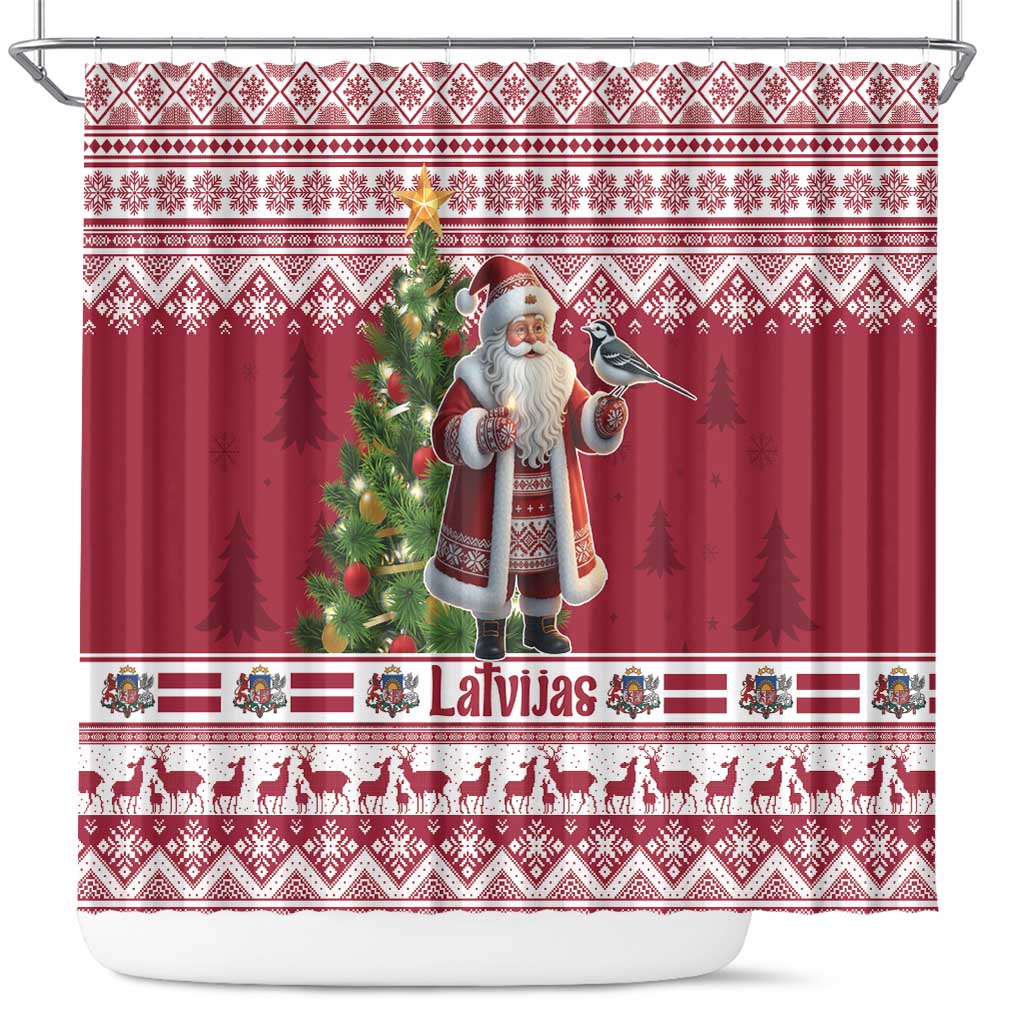 Latvia Christmas Shower Curtain Ziemassvetku Vecitis Christmas Pattern - Wonder Print Shop