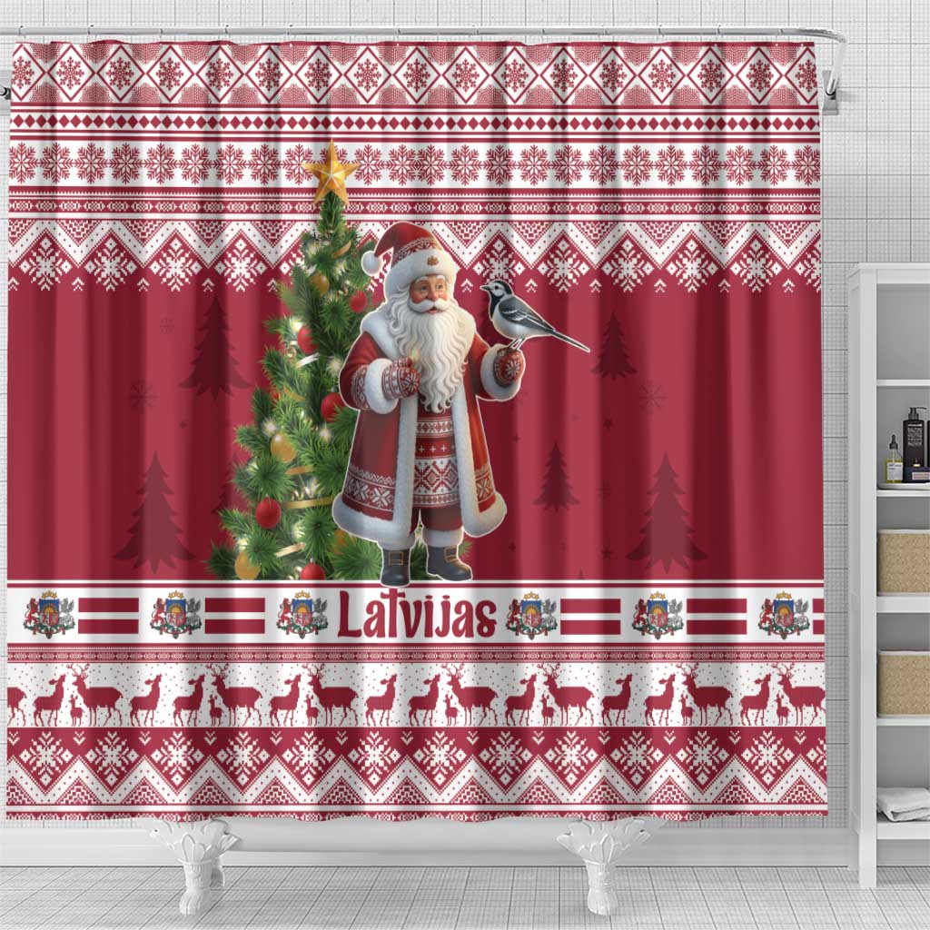 Latvia Christmas Shower Curtain Ziemassvetku Vecitis Christmas Pattern - Wonder Print Shop