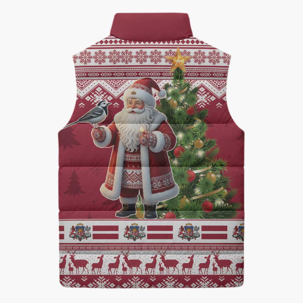 Latvia Christmas Sleeveless Puffer Jacket Ziemassvetku Vecitis Christmas Pattern - Wonder Print Shop