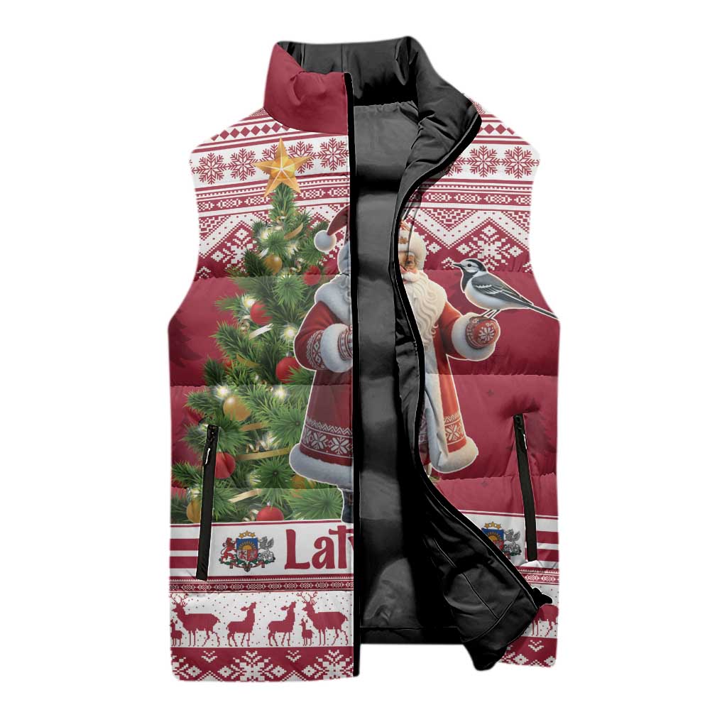 Latvia Christmas Sleeveless Puffer Jacket Ziemassvetku Vecitis Christmas Pattern - Wonder Print Shop