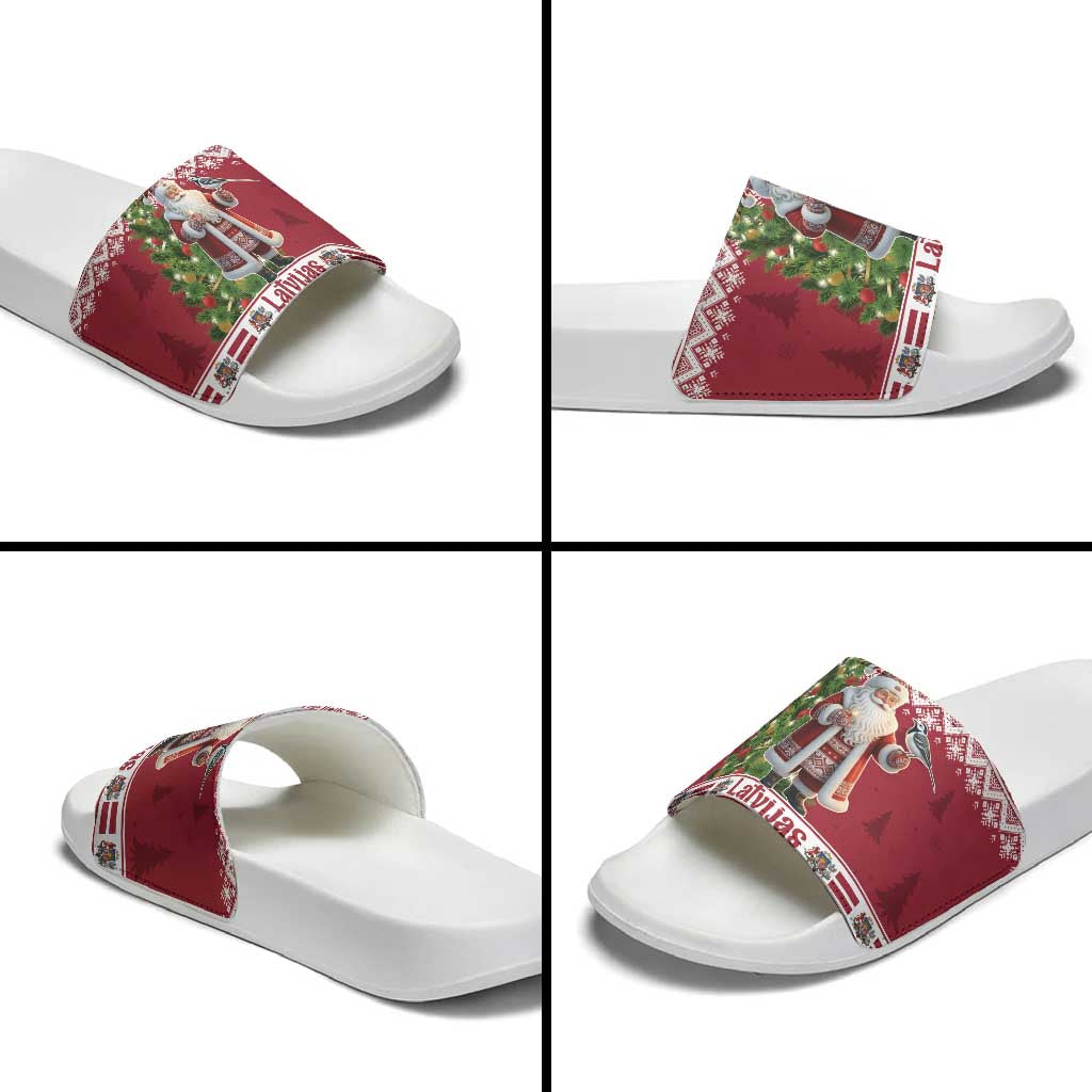 Latvia Christmas Slide Sandals Ziemassvetku Vecitis Christmas Pattern - Wonder Print Shop