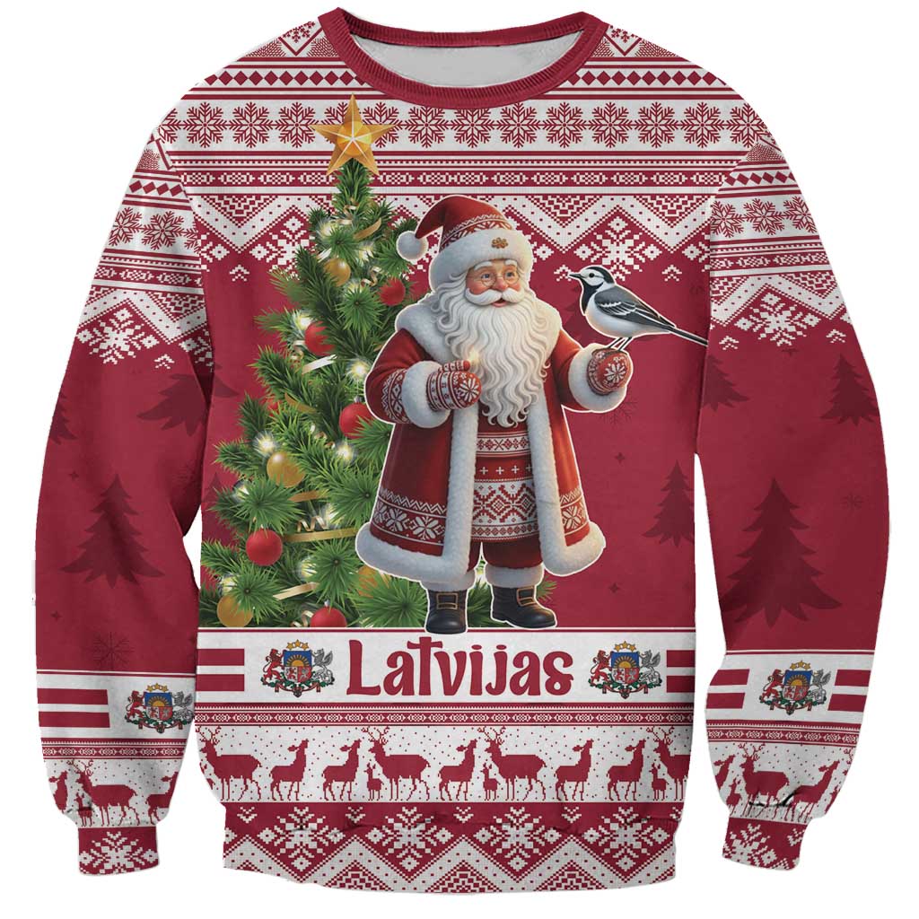 Latvia Christmas Sweatshirt Ziemassvetku Vecitis Christmas Pattern - Wonder Print Shop