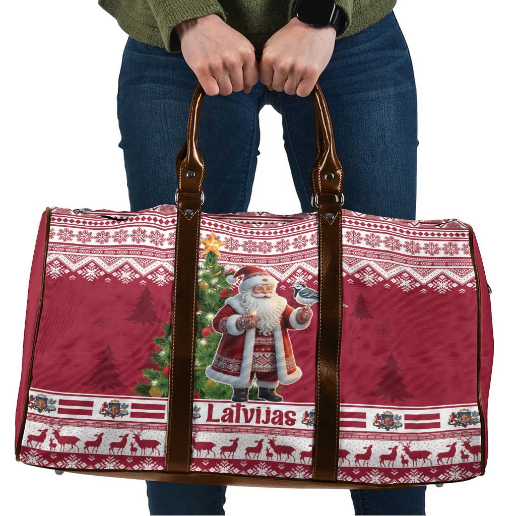 Latvia Christmas Travel Bag Ziemassvetku Vecitis Christmas Pattern - Wonder Print Shop