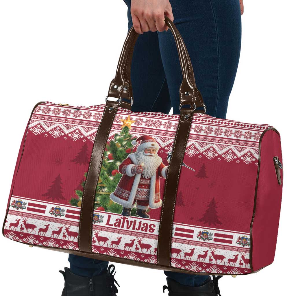 Latvia Christmas Travel Bag Ziemassvetku Vecitis Christmas Pattern - Wonder Print Shop