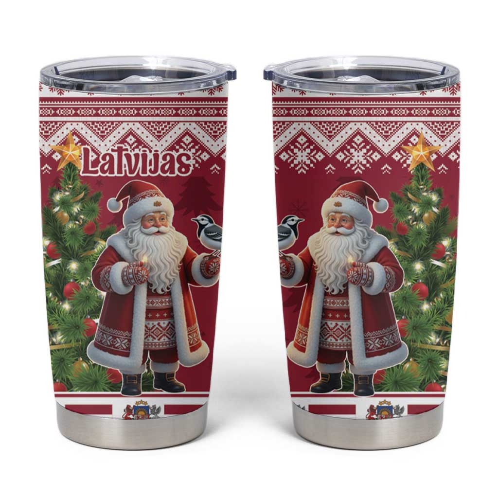 Latvia Christmas Tumbler Cup Ziemassvetku Vecitis Christmas Pattern - Wonder Print Shop