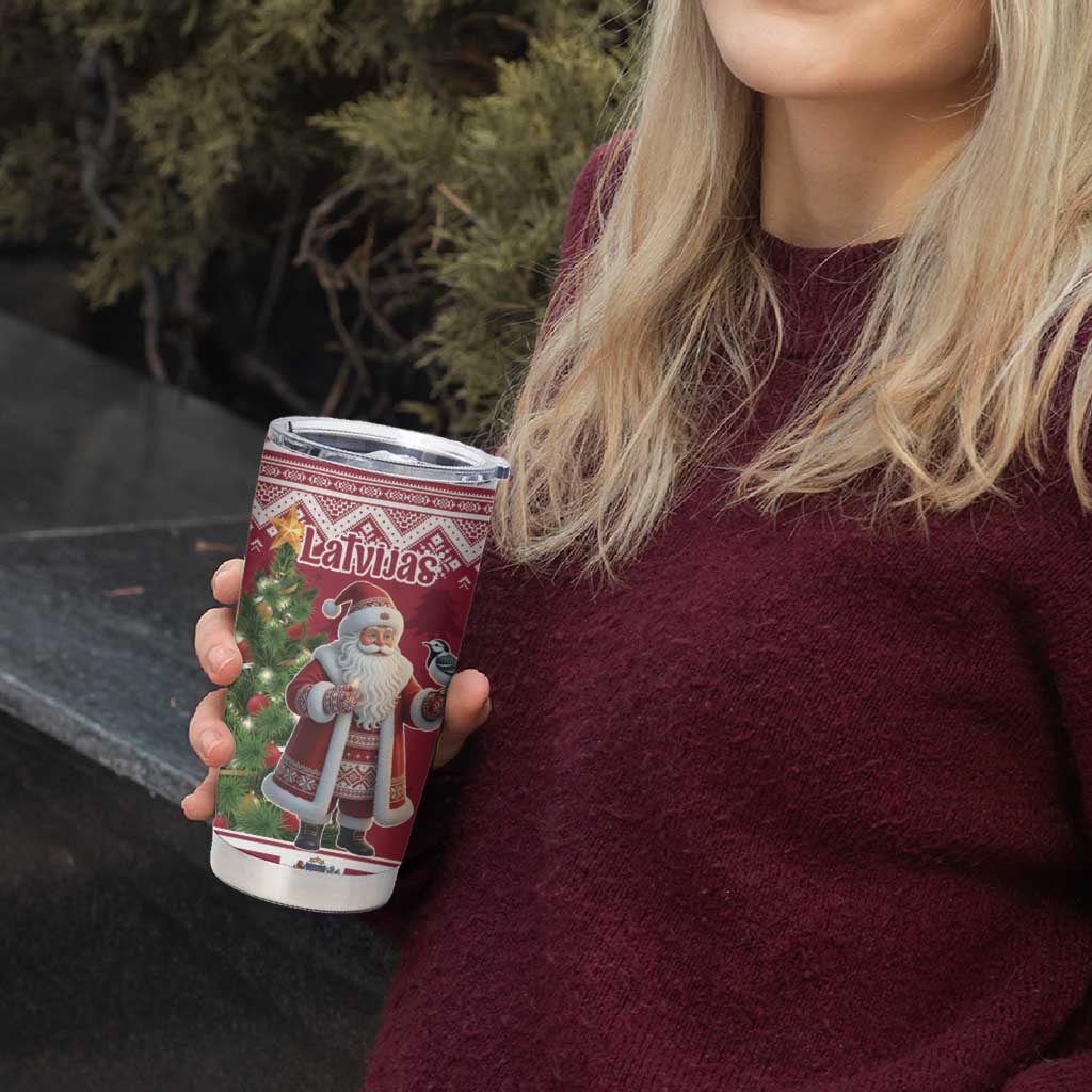 Latvia Christmas Tumbler Cup Ziemassvetku Vecitis Christmas Pattern - Wonder Print Shop