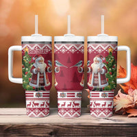 Latvia Christmas Tumbler With Handle Ziemassvetku Vecitis Christmas Pattern - Wonder Print Shop