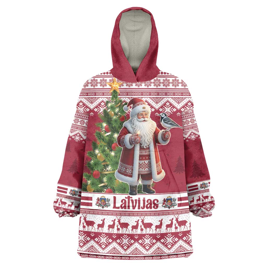 Latvia Christmas Wearable Blanket Hoodie Ziemassvetku Vecitis Christmas Pattern - Wonder Print Shop