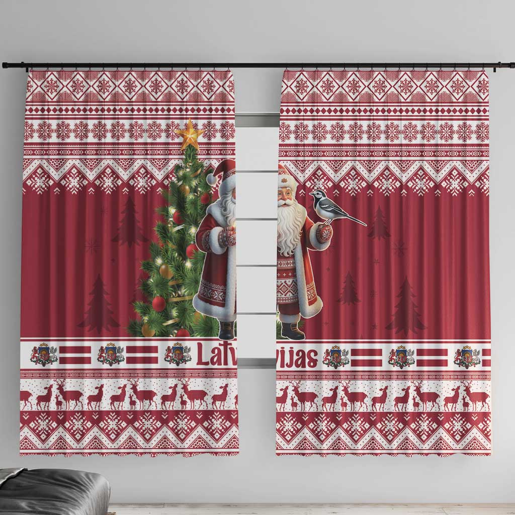 Latvia Christmas Window Curtain Ziemassvetku Vecitis Christmas Pattern - Wonder Print Shop