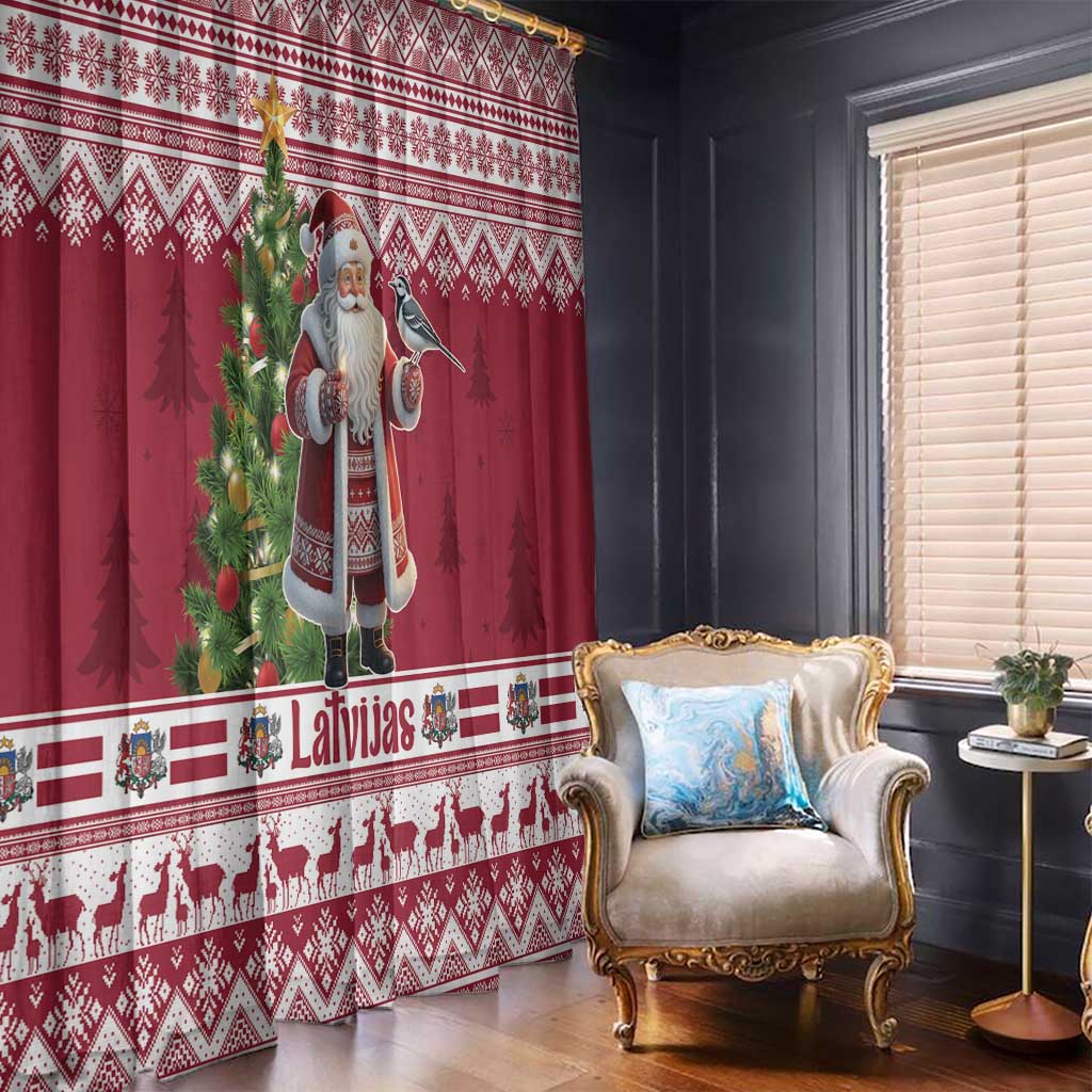 Latvia Christmas Window Curtain Ziemassvetku Vecitis Christmas Pattern - Wonder Print Shop