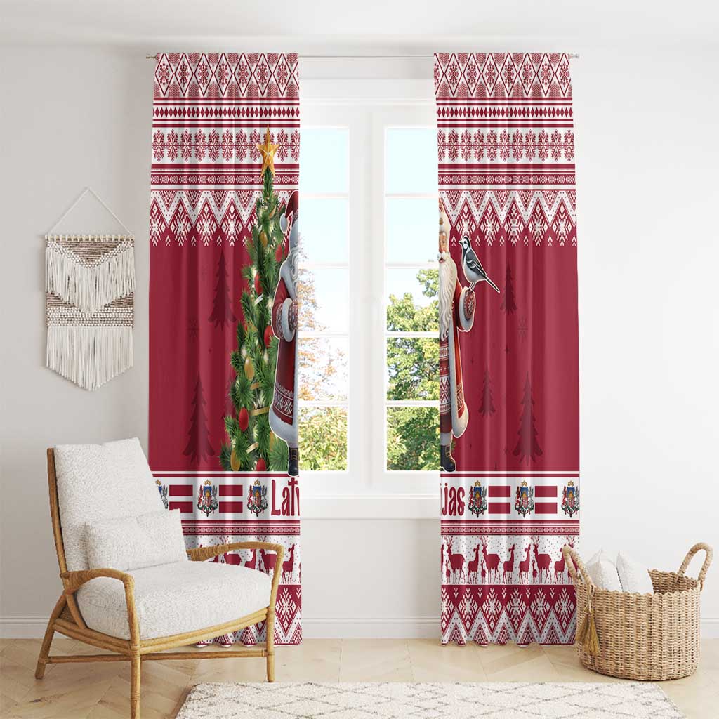 Latvia Christmas Window Curtain Ziemassvetku Vecitis Christmas Pattern - Wonder Print Shop