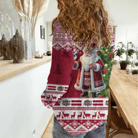 Latvia Christmas Women Casual Shirt Ziemassvetku Vecitis Christmas Pattern - Wonder Print Shop