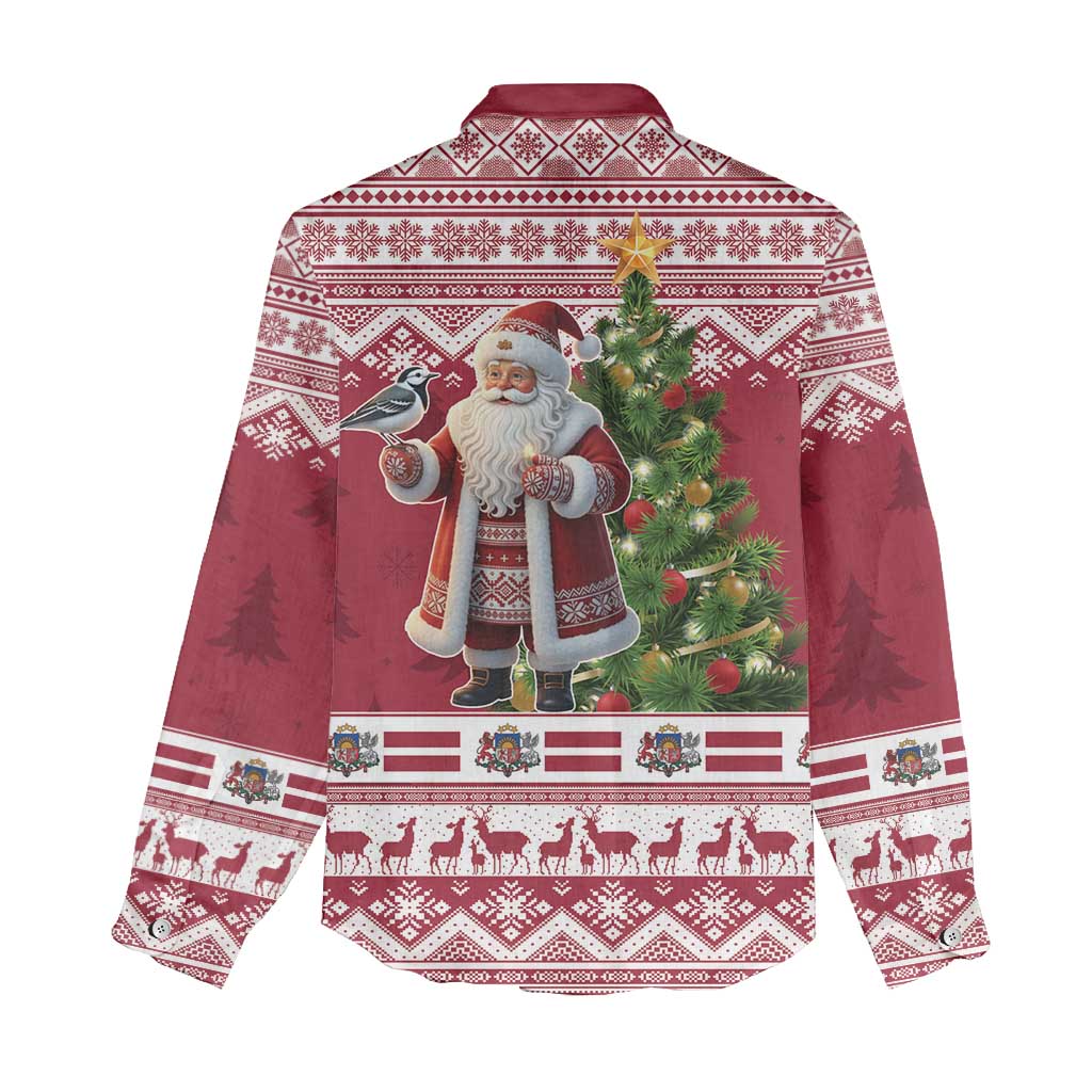 Latvia Christmas Women Casual Shirt Ziemassvetku Vecitis Christmas Pattern - Wonder Print Shop