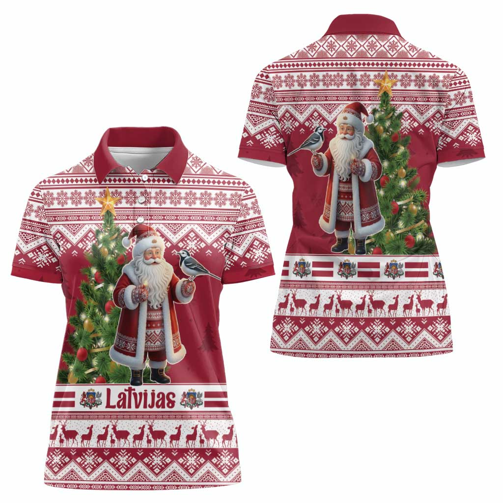 Latvia Christmas Women Polo Shirt Ziemassvetku Vecitis Christmas Pattern - Wonder Print Shop
