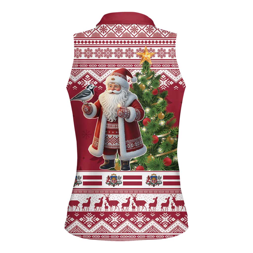 Latvia Christmas Women Sleeveless Polo Shirt Ziemassvetku Vecitis Christmas Pattern - Wonder Print Shop