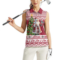 Latvia Christmas Women Sleeveless Polo Shirt Ziemassvetku Vecitis Christmas Pattern - Wonder Print Shop
