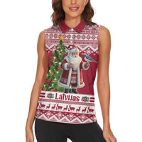 Latvia Christmas Women Sleeveless Polo Shirt Ziemassvetku Vecitis Christmas Pattern - Wonder Print Shop