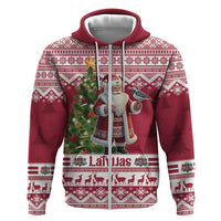 Latvia Christmas Zip Hoodie Ziemassvetku Vecitis Christmas Pattern - Wonder Print Shop