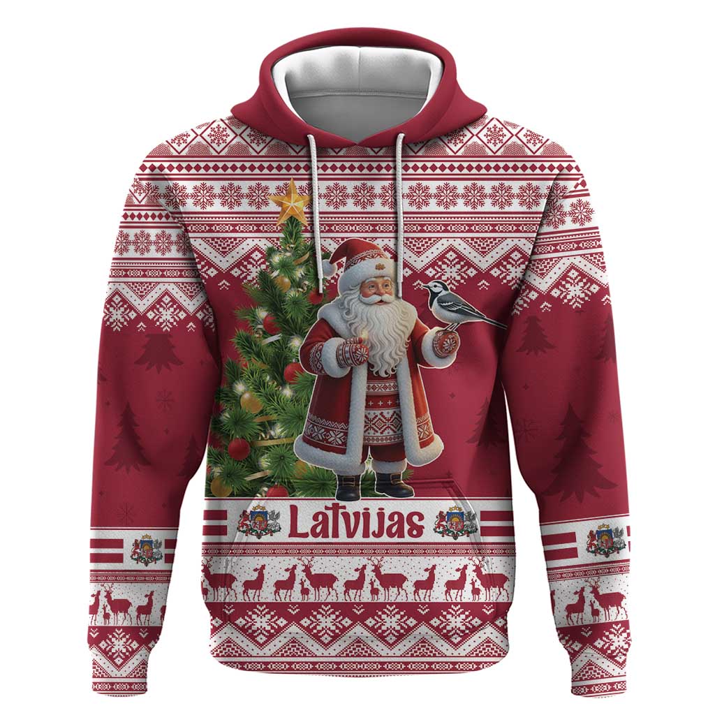 Latvia Christmas Zip Hoodie Ziemassvetku Vecitis Christmas Pattern - Wonder Print Shop