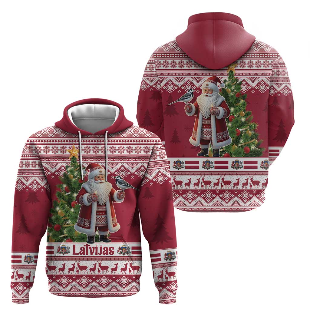Latvia Christmas Zip Hoodie Ziemassvetku Vecitis Christmas Pattern - Wonder Print Shop