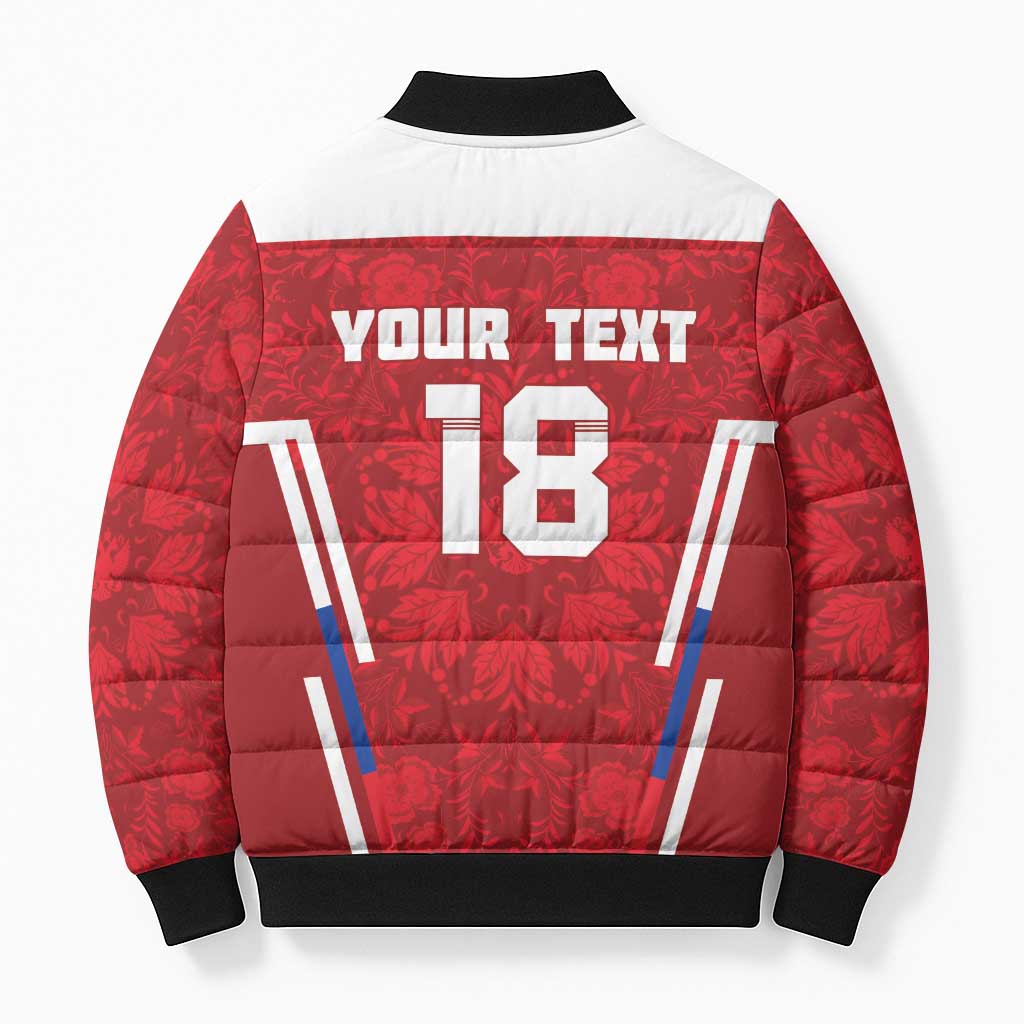 Custom Russia Football Bomber Puffer Jacket Red Eagle Spirit - Wonder Print Shop