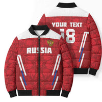 Custom Russia Football Bomber Puffer Jacket Red Eagle Spirit - Wonder Print Shop