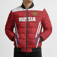 Custom Russia Football Bomber Puffer Jacket Red Eagle Spirit - Wonder Print Shop